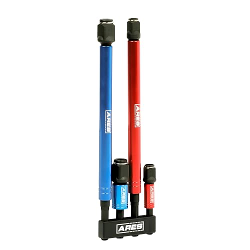 ARES 22028 – 2-in-1 Impact Bit and Socket Adapter Set – 3-Inch and 8-Inch Adapters - Unique Design Holds Standard 1/4-Inch Hex Bits and 3/8-Inch Drive Sockets – Spinning Sleeve Stabilizes Adapter - size: 4pc 2-in-1 Impact Bit and Socket Adapter Set