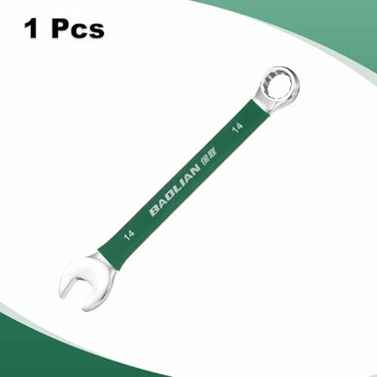 HARFINGTON 14mm Metric Combination Wrench 10 Degree Offset 12 Point Cr-V Steel Single Open End Spanner Wrenches for Automotive Repair Furniture Assembly - size: 14mm