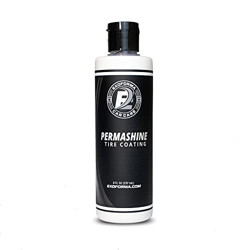 ExoForma PermaShine Tire Coating & Dressing - Extreme High Shine & Durability - Long-Lasting Acrylic Anti-Stick No-Sling Protection - Won’t Wash Off - Dries Fast to the Touch - 8 fl oz