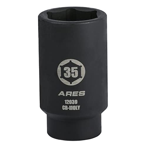 ARES 12039 35MM Axle Nut Socket, 6 Point Socket | Extra Deep 1/2-Inch Drive Impact Socket for Easy Removal of Axle Shaft Nuts - size: 35mm 6-Point