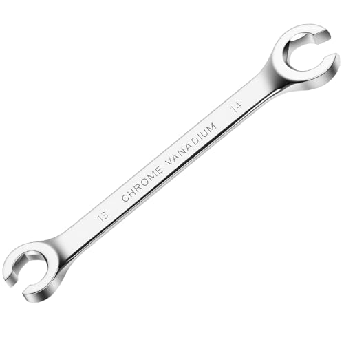 Flare Nut Wrench, 13mm x 14mm Double Open End Metric Wrench for Removing and Replacing Nuts for Automotive Repairs and Household Maintenance - size: 13mm x 14mm
