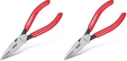 ARROW 6" High Leverage Needle Nose Pliers with Side Cutters, Long Nose Pliers for Gripping, Wire Bending, Cutting (Pack of 2) - size: 6 INCH (Pack of 2)