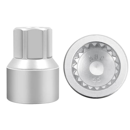 ABC-55 19Pt Outer Ring 4mm Wheel Locking Nut Key for Porsche VW | Wheel Lock Nut Socket Adapter, Anti-Theft Lug Nut Removal Tool, Anti-Theft Screw Remover, Repair Tool, Tyre Fitting, garage - color: ABC-55 Outer ring thickness: 4mm