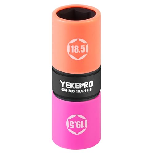 1/2" Drive Flip Lug Nut Socket 18.5mm x 19.5mm, Double Ended Thin Wall Impact Flip Socket for Lug Nut Removal, Dual Size Wheel Nut Socket Tool, 1Pc - size: 18.5mm x 19.5mm, 1pcs