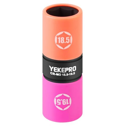 1/2" Drive Flip Lug Nut Socket 18.5mm x 19.5mm, Double Ended Thin Wall Impact Flip Socket for Lug Nut Removal, Dual Size Wheel Nut Socket Tool, 1Pc - size: 18.5mm x 19.5mm, 1pcs