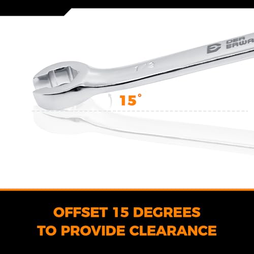 Der Erwachte 4-Piece Flare Nut Wrench Set, SAE, Brake Line Wrench | 1/4, 5/16, 3/8, 7/16, 1/2, 9/16, 5/8, 11/16-inch, Professional Offset Heads Spanner, Portable Organizer Pouch Included - size: 4PC SAE
