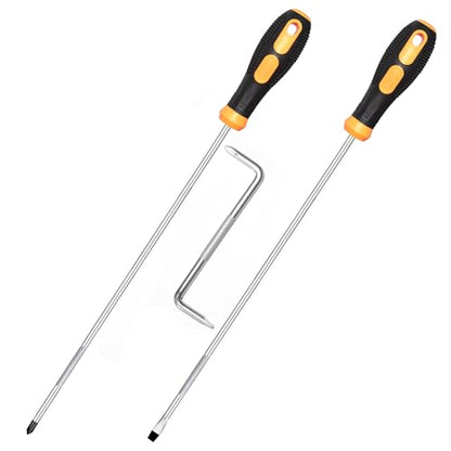 Long Screwdriver Set 3-Piece, Flat and Phillips Head Screwdriver 12 inch Long with Offset Z-Type Double End Screwdriver