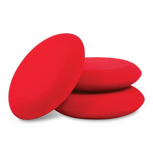 Griot's Garage Hand Wax Applicators, Foam Car Detailing Pads for Smooth Application of Waxes, Polishes, Dressing, Protectants, and More, Machine-Washable and Reusable, Red, Set of 3