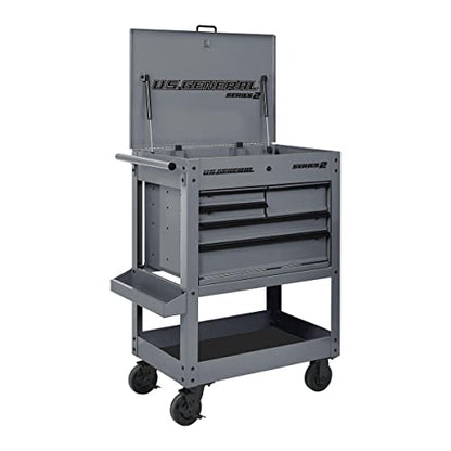 Storage Tool Cabinet 5 Drawer Rolling Mechanic's Cart, Gray (Slate) with Large Top Compartment
