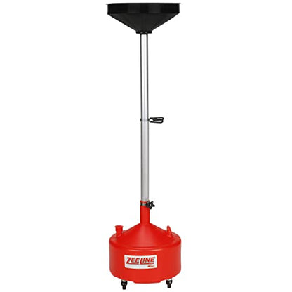 ZEELINE BY MILTON ZE8DC 8-Gallon Poly Oil Drain, Adjustable Height 48-71 in., Rolling Waste Oil Drain with Funnel Screen, 4 Swivel Casters for Oil, Coolant & Transmission Fluid
