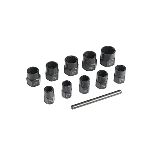 Twist Socket Set (11 Piece) Includes 1/2” Inch Lug Nut Remover With a 10mm, 11mm, 12mm, 13mm, 14mm, 15mm, 16mm, 17mm Socket Sizes Professional-Grade Lug Nut Extractor or Wheel Lock Removal