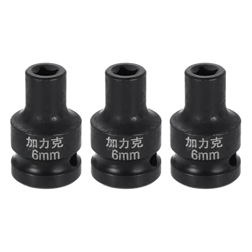 HARFINGTON 3pcs 4 Point Square Socket 1/2" Drive 6mm Metric Square Impact Socket CR-V Blackening Standard Wheel Sleeve Pneumatic Sleeve Tool for Auto Repair Mechanical Maintenance Home Use - size: 6mm
