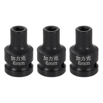 HARFINGTON 3pcs 4 Point Square Socket 1/2" Drive 6mm Metric Square Impact Socket CR-V Blackening Standard Wheel Sleeve Pneumatic Sleeve Tool for Auto Repair Mechanical Maintenance Home Use - size: 6mm