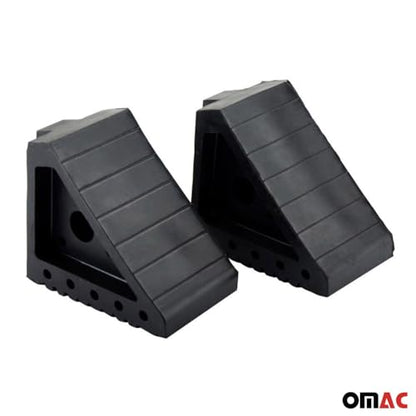 OMAC Wheel Tire Chock Blocks Heavy Duty Solid Ribbed Rubber for Car Truck & Trailer
