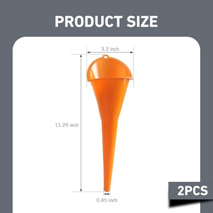 2 PCS Oil Funnel, Automotive Multi-Function Long Neck Fuel Funnel, Plastic Anti-Spill Engine Funnel for Filling Engine Oils, Water, Diesel Fuel, Kerosene and Other Liquids (Orange) - color: Orange