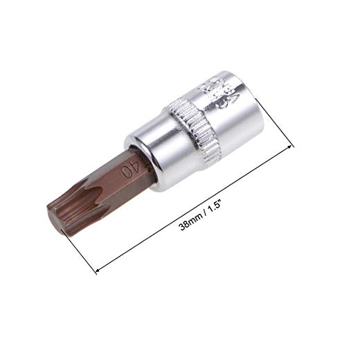 uxcell 3pcs 1/4" Drive x T40 Torx Bit Socket, S2 Steel Bits CR-V Sockets 38mm Length Use with Ratchet Wrench, Slide Bar, Extension Rod - size: T40