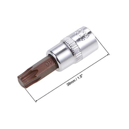 uxcell 3pcs 1/4" Drive x T40 Torx Bit Socket, S2 Steel Bits CR-V Sockets 38mm Length Use with Ratchet Wrench, Slide Bar, Extension Rod - size: T40