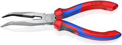 KNIPEX - 26 22 200 SBA Tools - Long Nose Pliers With Cutter, 40 Degree Angled, Multi-Component (2622200SBA)