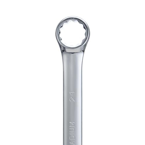 BLACK CANYON Metric 21mm Combination Wrench, 12-Point Box End & Hex Opening Design, Polished Steel - size: 21 mm