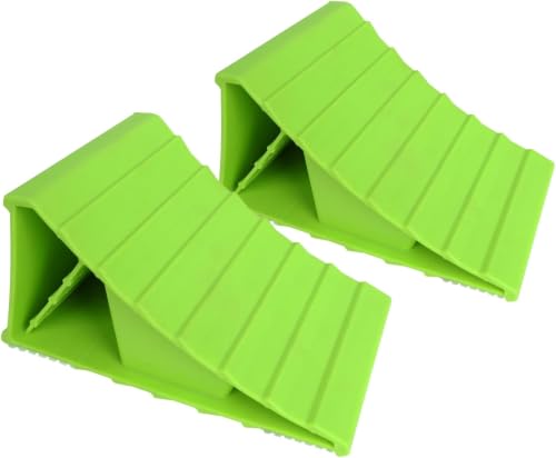 MaxxHaul High Visibility Polypropylene Wheel Chocks 8.4" x 4.75" x 4.25" Non-Slip Base Lightweight Durable Tire Chocks for Cars Trailers and Small RVs Neon Green (50230), 2 Count (Pack of 12) - size: 8.4" x 4.75" x 4.25" - Pair (Pack of 12)