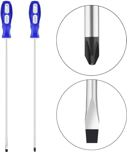 12-inch long Screwdriver Magnetic Tip Cross Head Flat Head NO.2 Screwdriver 2pack