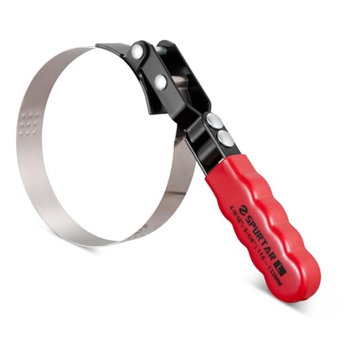 Spurtar Large Oil Filter Wrench Adjustable Swivel Oil Filter Removal Tool | Fits Filters 4-9/16" to 5-1/4" (116-133mm) for 4S Shop Auto Repair Mechanic DIY Generator Small Engine - size: Large: 4-9/16" - 5-1/4"