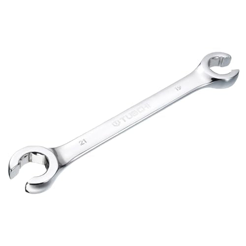 HARFINGTON Flare Nut Metric Wrench 19mm x 21mm CR-V Mirror Polished Chrome Plating Metric Wrench for DIY Hand-making Automotive Repairs and Household Maintenance - size: 19mm x 21mm