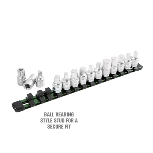 OEMTOOLS Drain Plug Socket Set for Both Foreign and Domestic Vehicles | Contains Both Male and Female Sockets, Engraved Size Markings, 3/8" Drive, Cr-V Steel, Includes Aluminum Socket Rail
