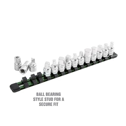 OEMTOOLS Drain Plug Socket Set for Both Foreign and Domestic Vehicles | Contains Both Male and Female Sockets, Engraved Size Markings, 3/8" Drive, Cr-V Steel, Includes Aluminum Socket Rail