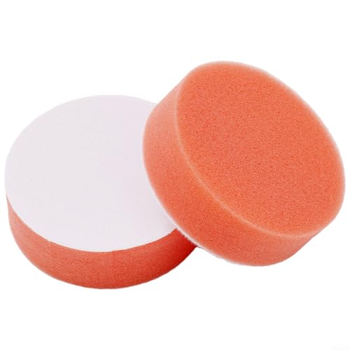 10-Pack 75 mm (3 Inch) Orange Smooth Flat Foam Polishing Pad Set for Car Polisher – Auto Detailing Waxing Sponge Kit Compatible with Polishes, Pastes & Sealants, Scratch Removal