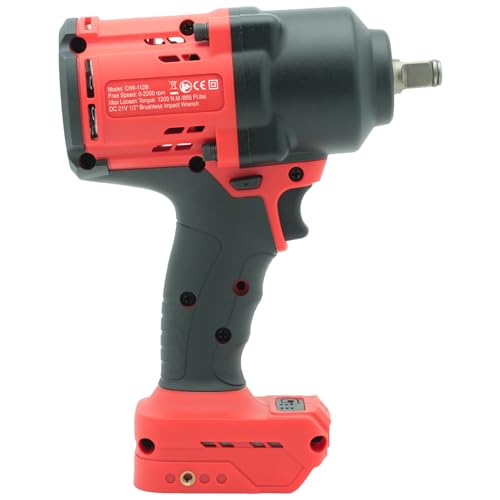 BESWELL CIW-112B-DW 1/2" Cordless Impact Wrench for Dewalt 20V Battery | Powerful 885 Ft-Lbs brushless electric gun with 4-mode speed. Bare tool (battery not included) for auto tire repair.