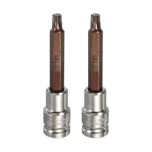 HARFINGTON 2Pcs Torx Bit Socket 1/2" Drive T45 S2 Steel 6 Point Head Long Screwdriver Drill Bits CR-V Steel Socket Adapter for Home Auto Axle Hex Nuts Bolts Repair - size: T45