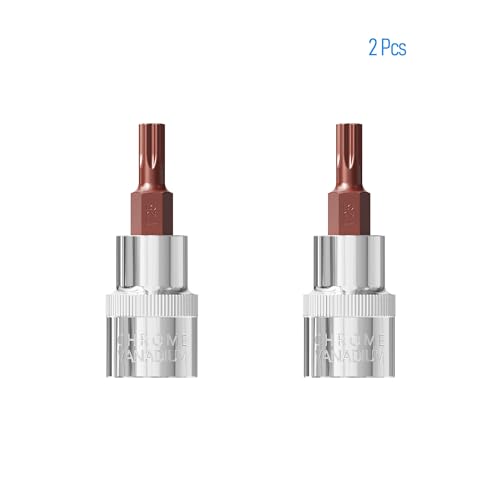 2-PC 3/8-Inch Drive T25 Torx Bit Socket, S2 Steel Bits, Heat Treated CR-V Steel Star Sockets 1.9"(48mm) Length - size: T25