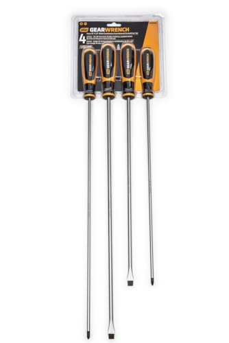 GEARWRENCH 4 Pc. Phillips/Slotted Dual Material Screwdriver Set - 80069H - size: 4 Pc. Slotted/Phillips