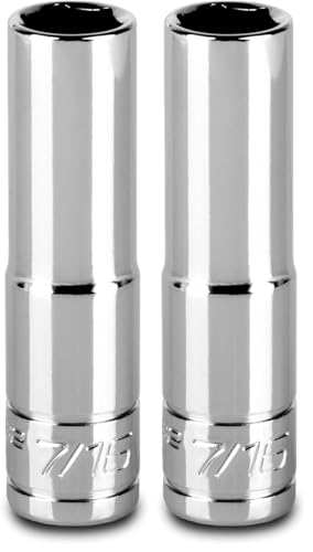 Capri Tools 7/16-Inch Deep Socket, 3/8-Inch Drive, 6-Point, SAE (Pack of 2) - size: 7/16 Inch (Pack of 2)
