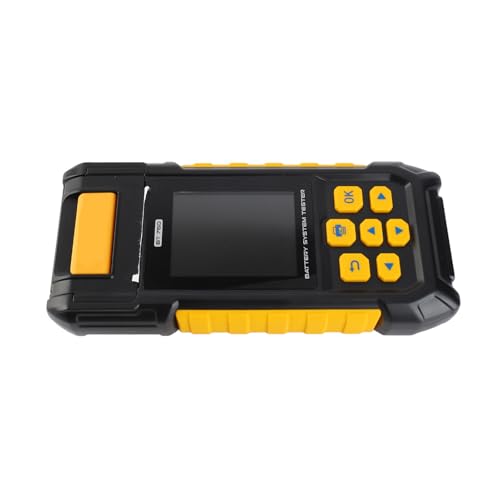 12V Digital Automotive Car Battery Load Tester Analyzer with Built in Printer Multi Language Support for 12V 24V Car System Test ABS Plastic Yellow Black