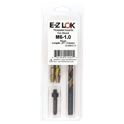 E-Z LOK E-Z Hex Thread Repair Kit for Soft Wood Flush Threaded Inserts M6-1.0 x 13mm, Drill, Installation Tool - size: M6-1.0 x 13mm, style: Flush