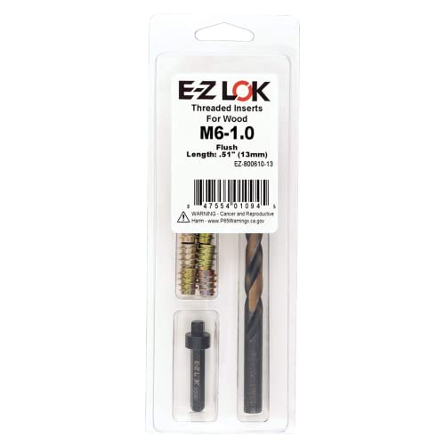 E-Z LOK E-Z Hex Thread Repair Kit for Soft Wood Flush Threaded Inserts M6-1.0 x 13mm, Drill, Installation Tool - size: M6-1.0 x 13mm, style: Flush