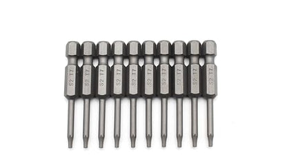 TEMO 10 pc T7 Torx Star Head Screwdriver Bit Set, S2 Steel 6 Point T-7 Reduced Round Shaft Screwdriver Insert Bits Hex Shank - size: T7 Round