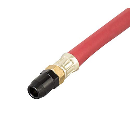 Steelman Straight Air Chuck Tire Inflator with Built-in Gauge and 12-inch Hose, Measures 10-90 PSI, Push-on Chuck, Steel Casing with Brass Fittings - color: Red