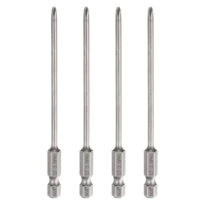 HARFINGTON 4pcs #1 Phillips Screwdriver Bit PH1 1/4" Hex Shank 4" (100mm) Long 0.12" Rod Magnetic Cross Head Drill Bits S2 Steel Industrial Screw Driver for Electric Power Tools, Gray - size: PH1 x 4" x 0.12"