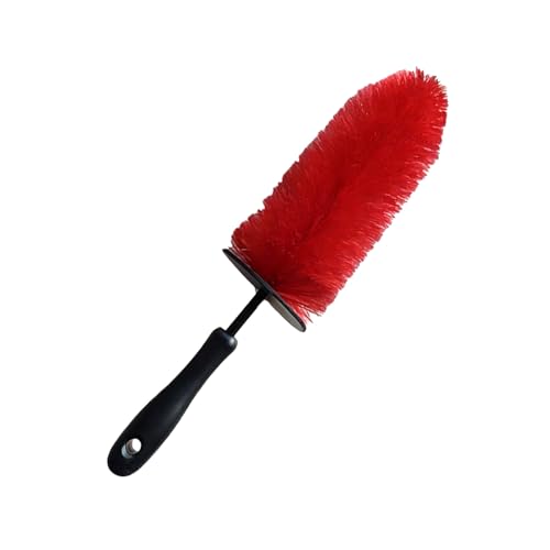 Rim Cleaner Brush, Wheel Brush for Car Detailing, Comfortable Grip, Soft and Scratch-Free, for Rims, Small Slots, Brake Dust Crevices(Red) - color: Red