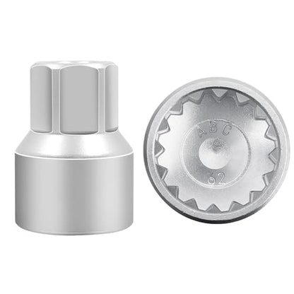 ABC-62 16Pt Outer Ring 2mm Wheel Locking Nut Key for Porsche VW | Wheel Lock Nut Socket Adapter, Anti-Theft Lug Nut Removal Tool, Anti-Theft Screw Remover, Repair Tool, Tyre Fitting, garage - color: ABC-62 Outer ring thickness: 2mm