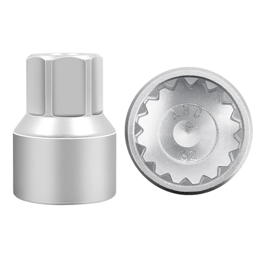 ABC-62 16Pt Outer Ring 2mm Wheel Locking Nut Key for Porsche VW | Wheel Lock Nut Socket Adapter, Anti-Theft Lug Nut Removal Tool, Anti-Theft Screw Remover, Repair Tool, Tyre Fitting, garage - color: ABC-62 Outer ring thickness: 2mm