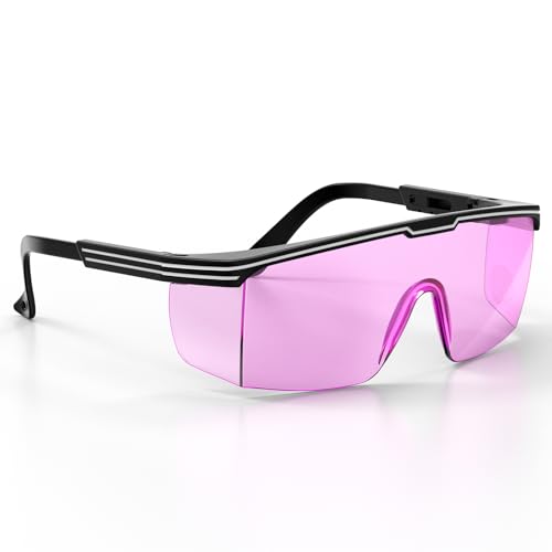 xaegistac Anti Fog Safety Glasses with Side Shields | UV400 Protective Eyewear,Impact Resistant Safety Goggles for Men Women - color: Purple Lens and Black Frame