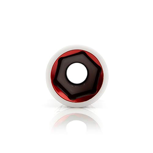 Steelman Protective 21mm Anti-Scratch Sleeved Socket, Protects Wheels and Lug Faces, 1/2-inch Drive, Long Reach - size: 21mm Red