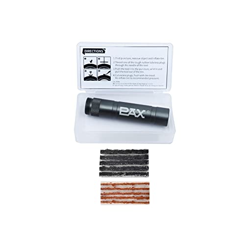 PAX 12 Pcs Tubeless Bike Tire Repair Kit, Includes Storage Canister, Plugger Tool, Plugs-5 Bacon, and 5 Black Strips. Fix a Puncture or Flat, Fast for MTB、Gravel Bike Tires and Road Bicycle Tires - color: Dark Gray