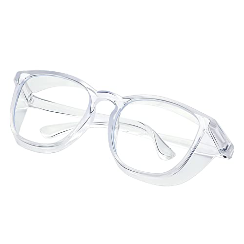 Safety glasses Goggles Nurses Protective Eyewear - Anti Fog Square Frame Stylish Clear Glasses for Women Men - color: A09-clear