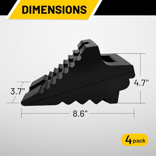 ROBLOCK Solid Rubber Wheel Chocks Heavy Duty Trailer Chock, G.V.W. Up to 8T, 4 Pack Black, 8.6" L x 3.7 W x 4.7" H for Car, Travel Trailers, RV, Truck, and ATV, for All Weather Use - color: 4 Pc Medium