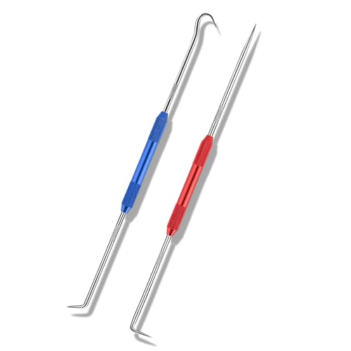 Salior 2PCS CarbonSteel Hook Tool and Pick Set,Double End Pick and Hook Set Auxiliary Dismantling Fittings,Universal O Ring Pick Set and Hook Tool Car Accessories Fit for Most Vehicles - color: Red+Blue/2PCS